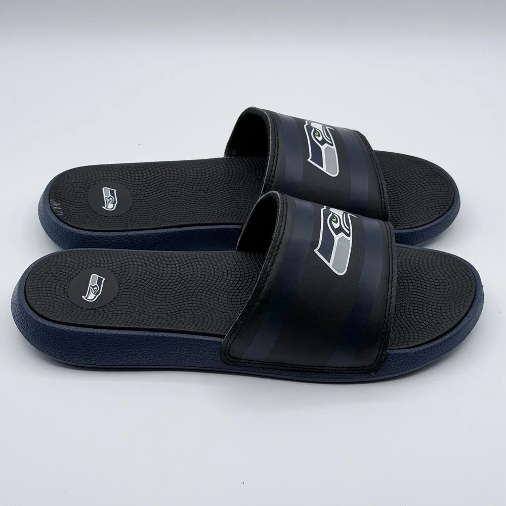 Seattle Seahawks NFL Mens FOCO Slide Sandals Training Camp Gel Slides Sz M 9-10
